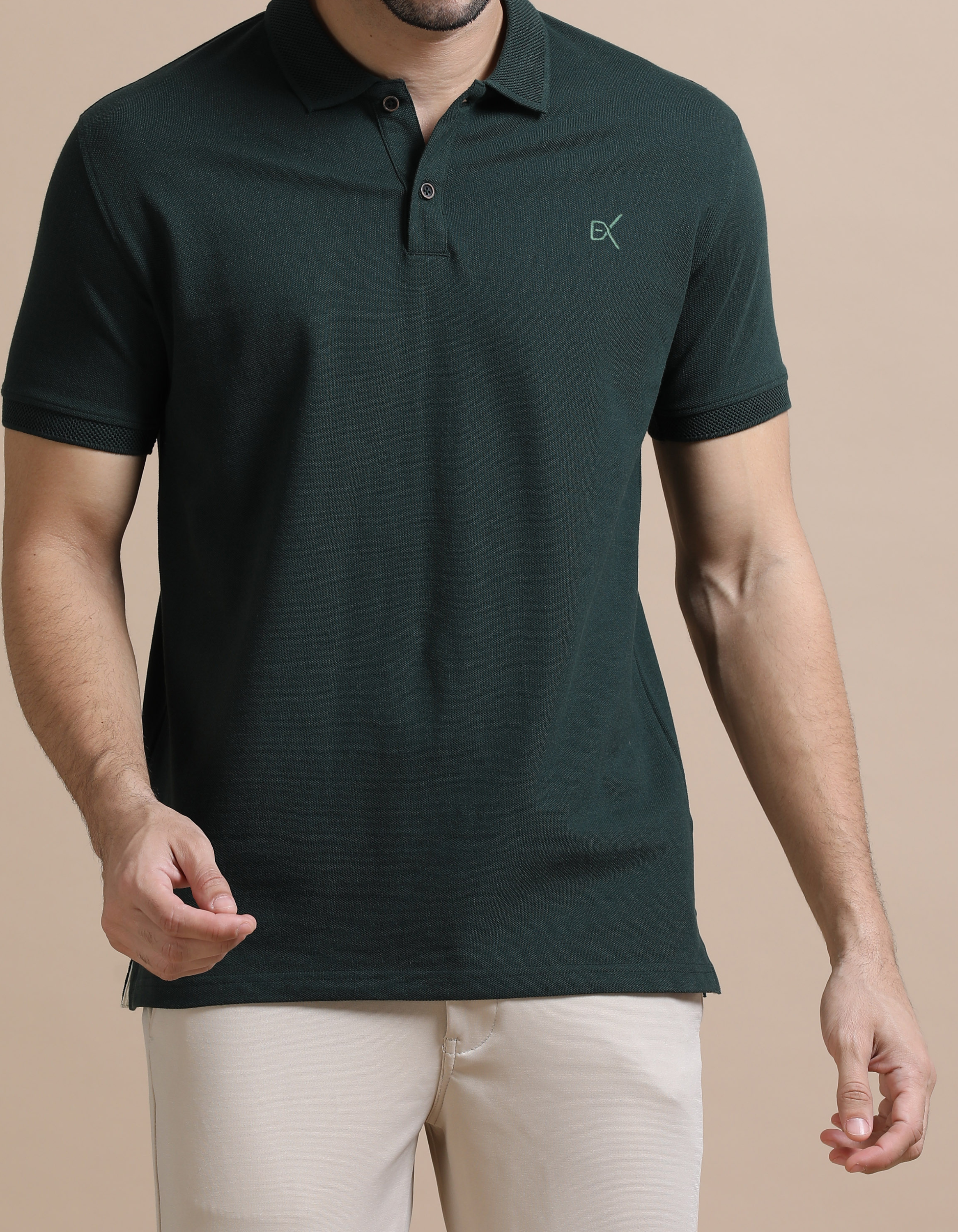 Jacquard Polo Forest Green