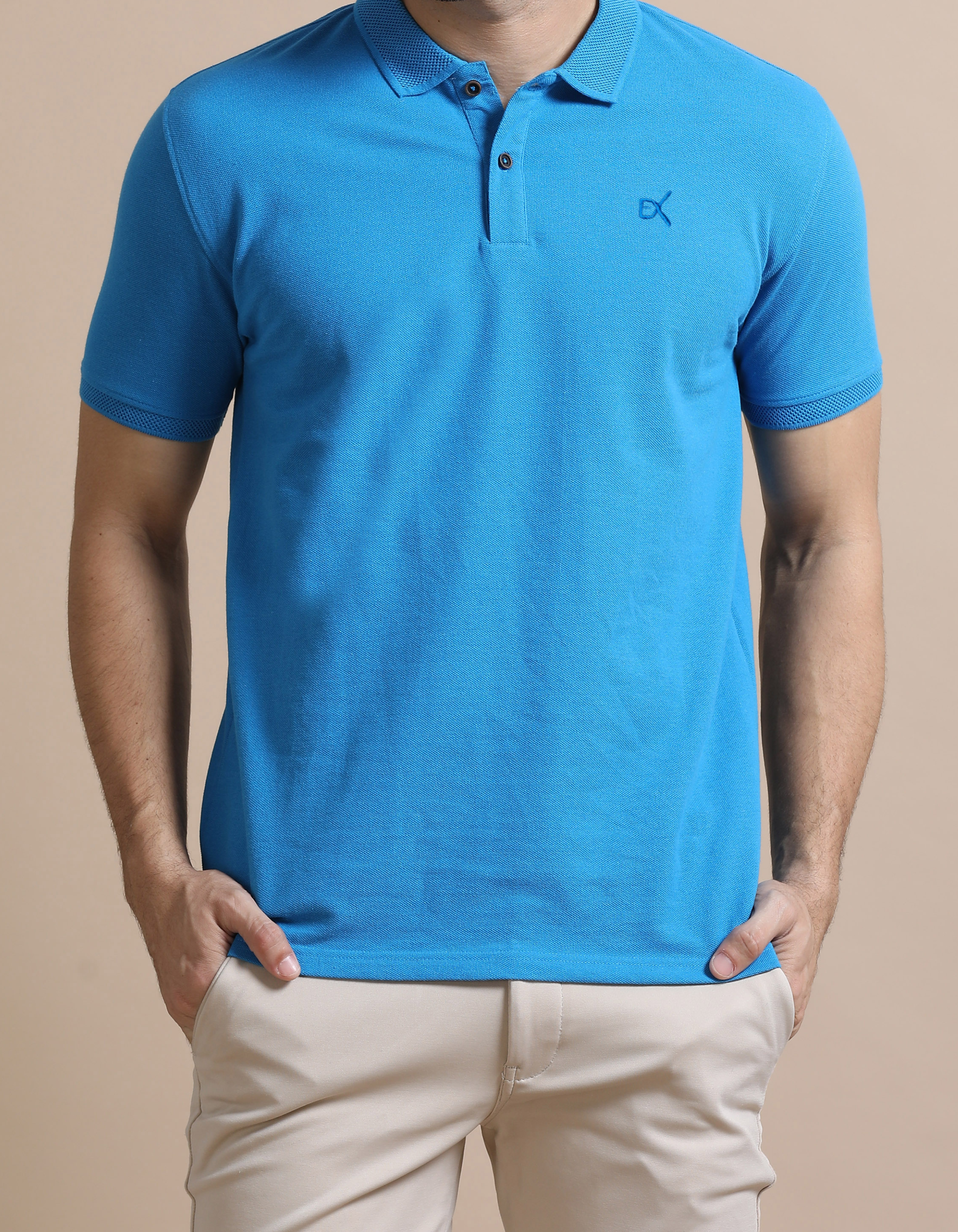 Jacquard Polo Aqua Blue